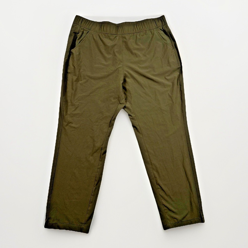 Eddie Bauer Active Pants Womens XL Green Tapered Elastic Waist Hiking Trousers
